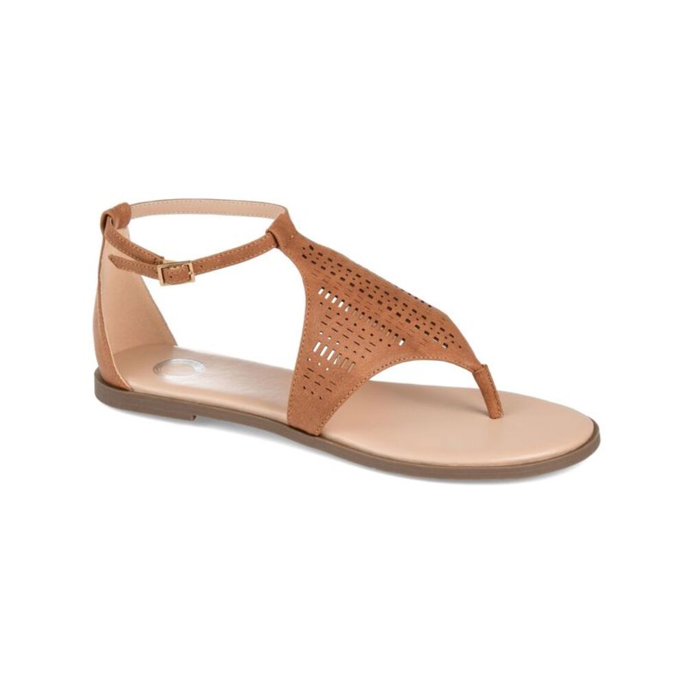 JOURNEE COLLECTION Womens Brown Half-Caged Niobi Thong Sandals Shoes 7.5 M